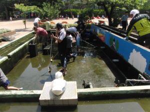 司令塔の先生を無視し仕事の電話に没頭するおやじ（フィクション）