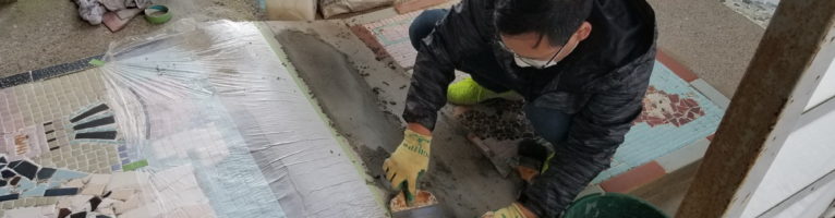 校内補修作業(渡り廊下)